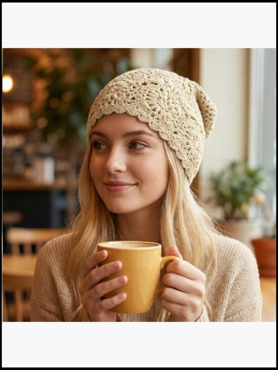 Crochet Slouchy Beanies for Women Hollow Design Lightweight Knitted Hat Summer